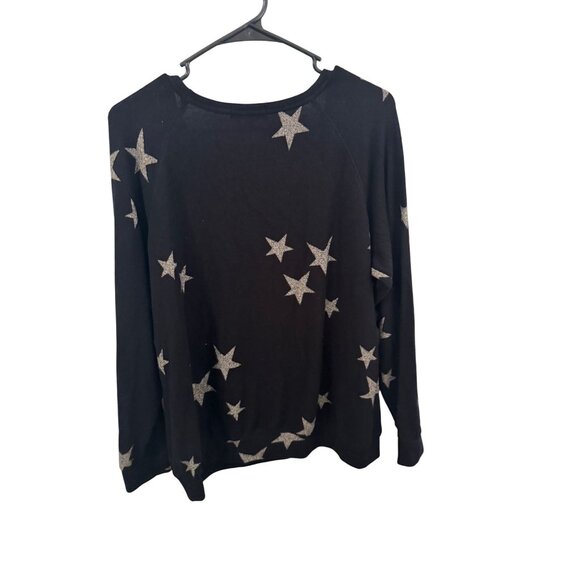Women's black and silver sweater with stars size large - Picture 3 of 3